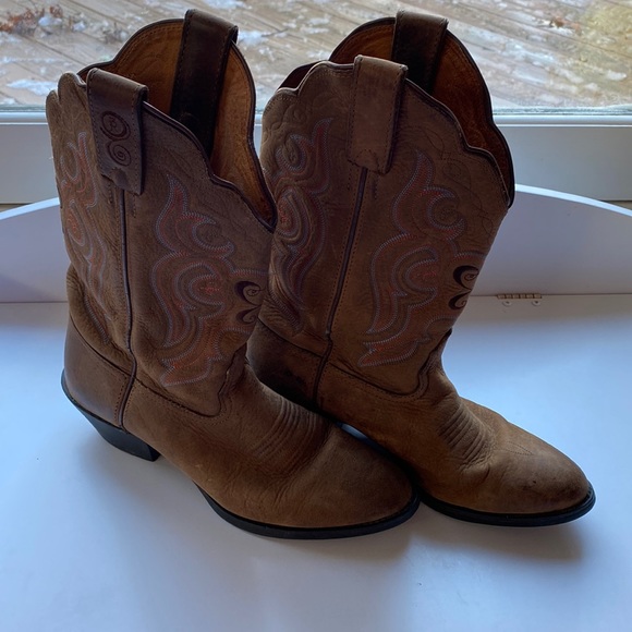 Tony Lama Shoes - Tony Lama Sorrel Bridle RR5003L Cowboy boots for women side 8.5 leather distress